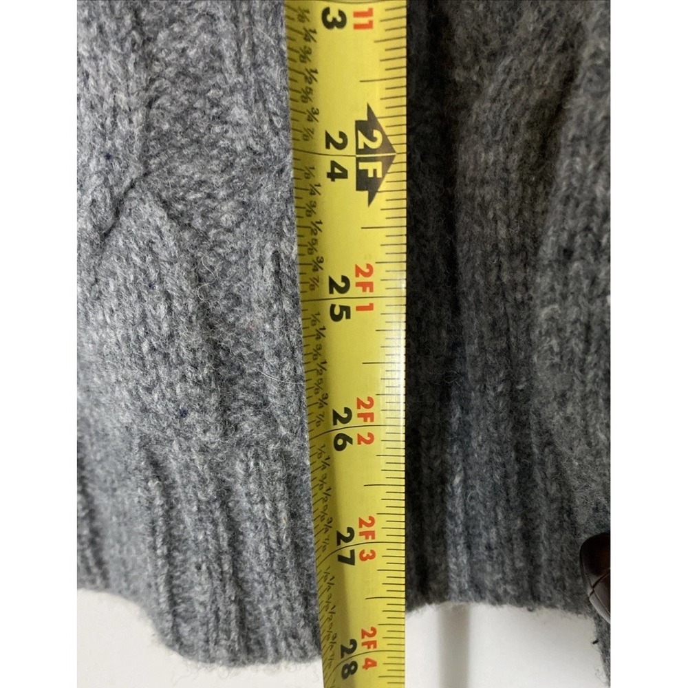 Turnbury Merino Wool Cable Knit Sweater Gray Cardigan Mens L Wood Buttons Grampa - Picture 10 of 12